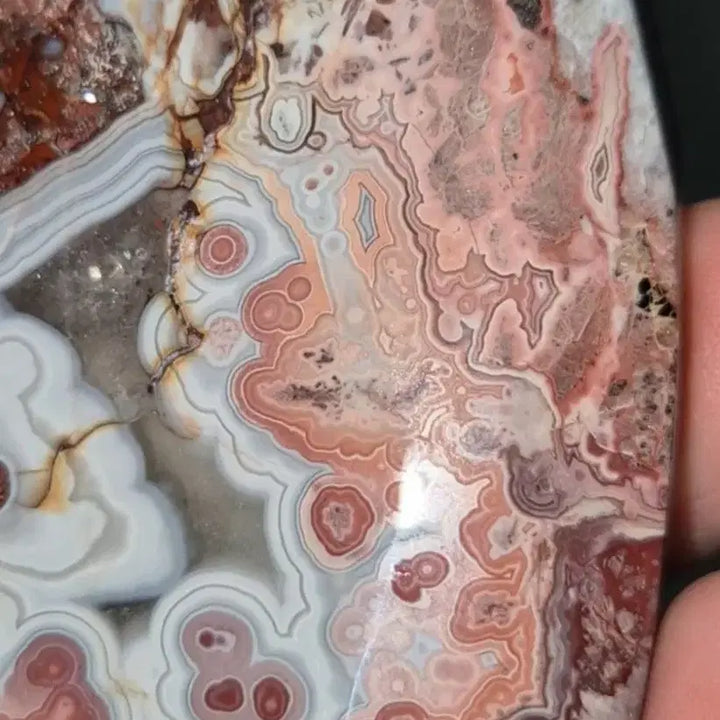 [BUNJANG] Crazy Agate Raw Stone with Pink Pattern and Druzy / 아름다운 분홍빛 무늬와 드루지! 크레이지 아게이트 원석 광물