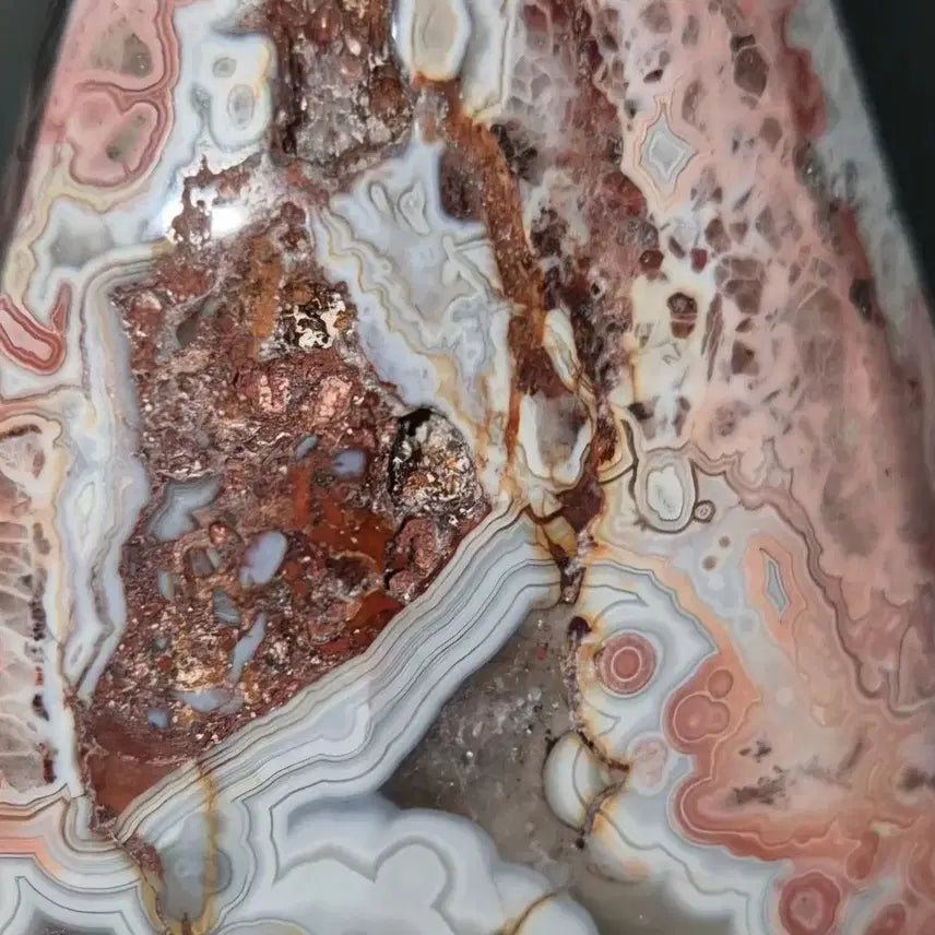 [BUNJANG] Crazy Agate Raw Stone with Pink Pattern and Druzy / 아름다운 분홍빛 무늬와 드루지! 크레이지 아게이트 원석 광물