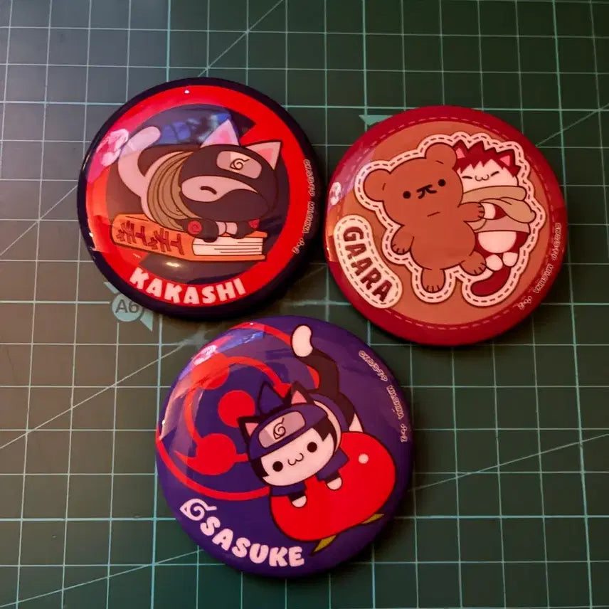[BUNJANG] Naruto Naru-to Can Badges (Gaara, Kakashi, Sasuke) / 나루토 냐루토 캔뱃지 (가아라/카카시/사스케)