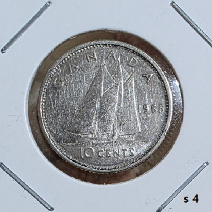 [BUNJANG] Canada 1965 10 Cent (Dime) Silver Coin / 캐나다 1965년 10센트(다임) 통용 은화 블루노스