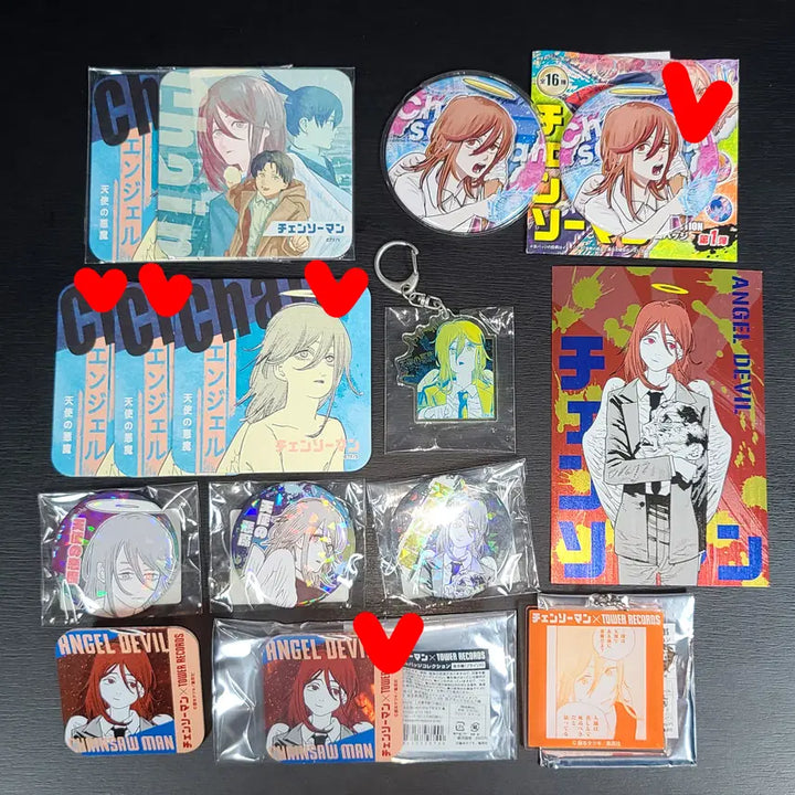 [BUNJANG] Chainsaw Man Angel Devil Art Print, Badge, Keychain, Coaster Bundle / 체인소맨 천사의 악마 천사 뱃지 키링 원화 엽서 코스터 일괄