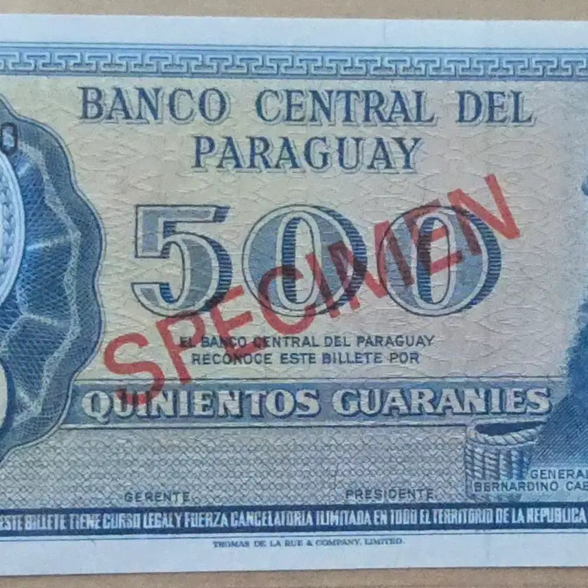 [BUNJANG] Paraguay 1970 500 Guarani Specimen Bond Uncirculated / 파라과이 1970년  500과라니  견양권 완전미사용