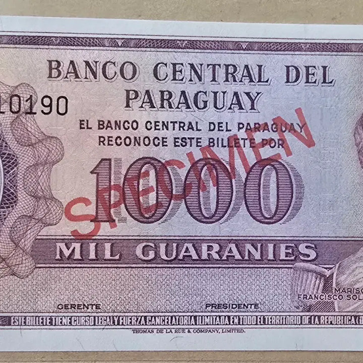 [BUNJANG] Paraguay 1952 1000 Guarani Specimen Bond Unused / 파라과이 1952년  1000과라니  견양권 완전미사용