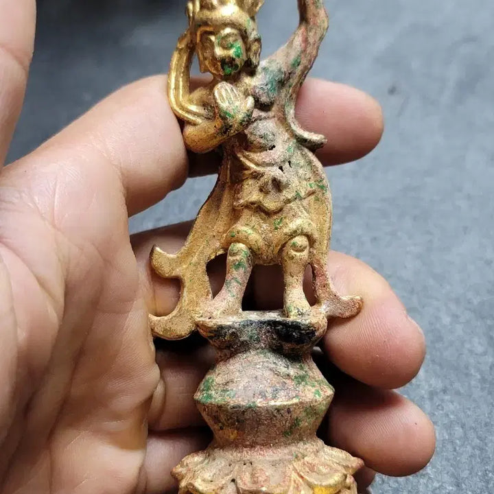 [BUNJANG] Gilt Bronze Standing Buddha Statue / 218번.불상.금동불.입상불.고려불상.신라불상.호신불.부처님.출토.박물관.유물