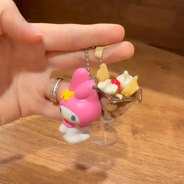 [BUNJANG] Vintage Sanrio My Melody Parfait Charm / 고전 산리오 마이멜로디 파르페 체리 바나나 초코 피규어 디저트 키링