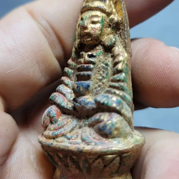 [BUNJANG] Gilded Bronze Buddha Statue, Standing Buddha, Goryeo/Silla Dynasty Influence, Protective Buddha / 225번.불상.금동불.입상불.고려불상.신라불상.호신불.부처님.출토.박물관.유물