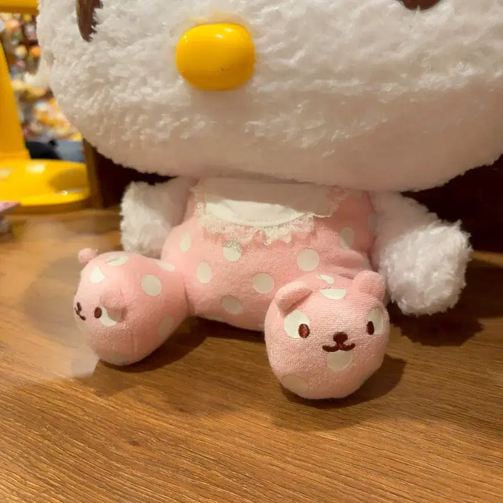 [BUNJANG] Vintage Sanrio Hello Kitty Large Head Plush Doll / 고전 산리오 헬로키티 큰 왕대두 핑크 도트 곰돌이 인형