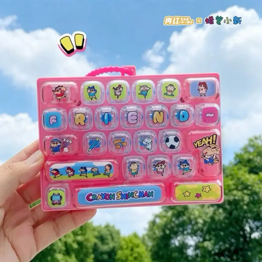 [BUNJANG] Crayon Shin-chan Big Keycap Fidget Toy Keychain Pink / [미개봉]짱구 대왕 키캡 키링 키보드 26구 피젯 토이, 핑크 짱구