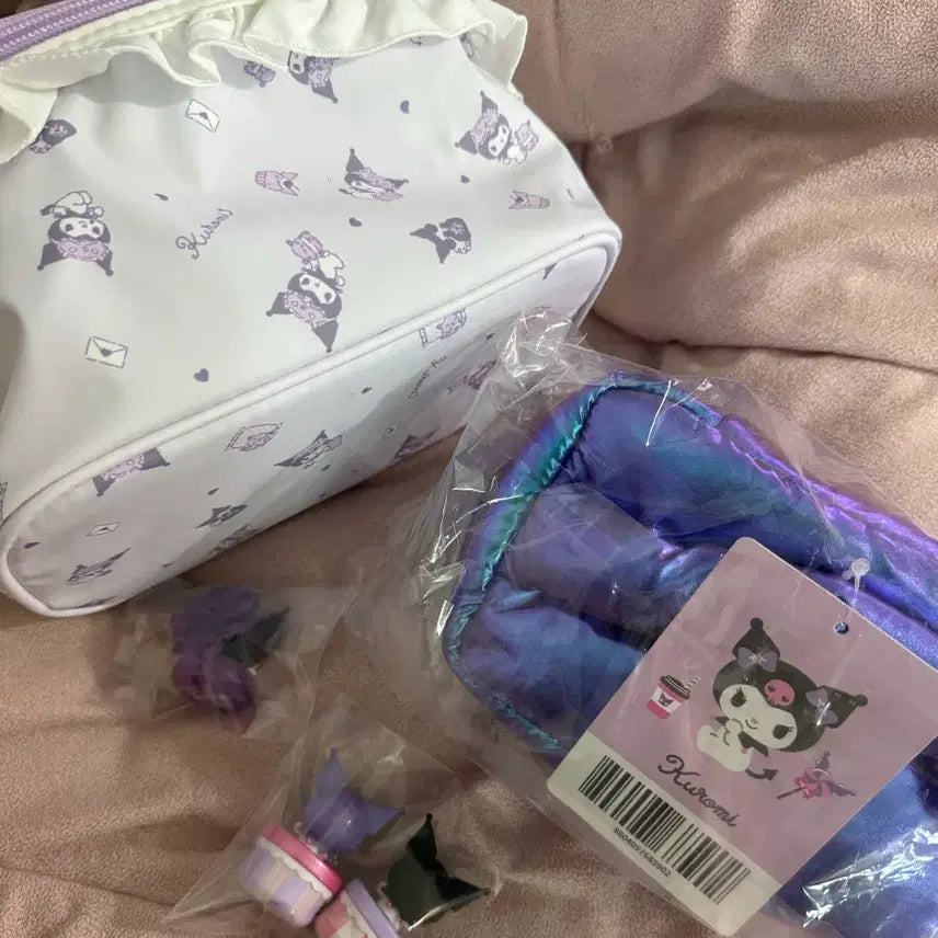 [BUNJANG] Sanrio Kuromi Pouch &amp; Figure Set / 산리오 쿠로미 파우치2종 &amp; 피규어3개(불빛1개/바구니2개) 세트 일괄