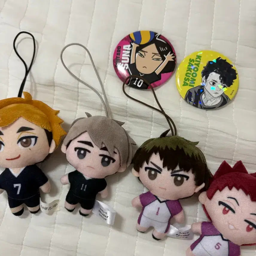 [BUNJANG] Haikyuu!! Character Plush Keychain &amp; Badge Set / 하이큐 인형 키링 &amp; 뱃지