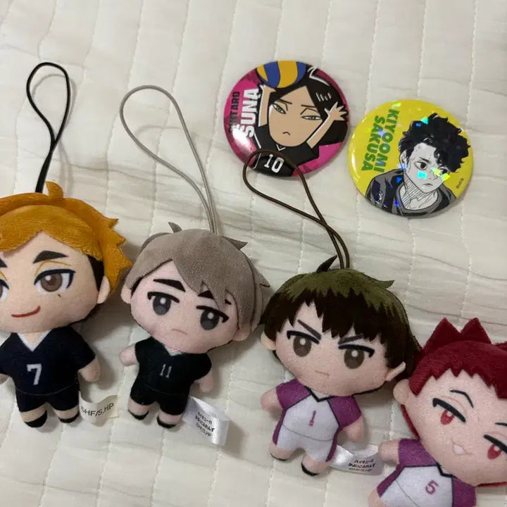[BUNJANG] Haikyuu!! Character Plush Keychain &amp; Badge Set / 하이큐 인형 키링 &amp; 뱃지