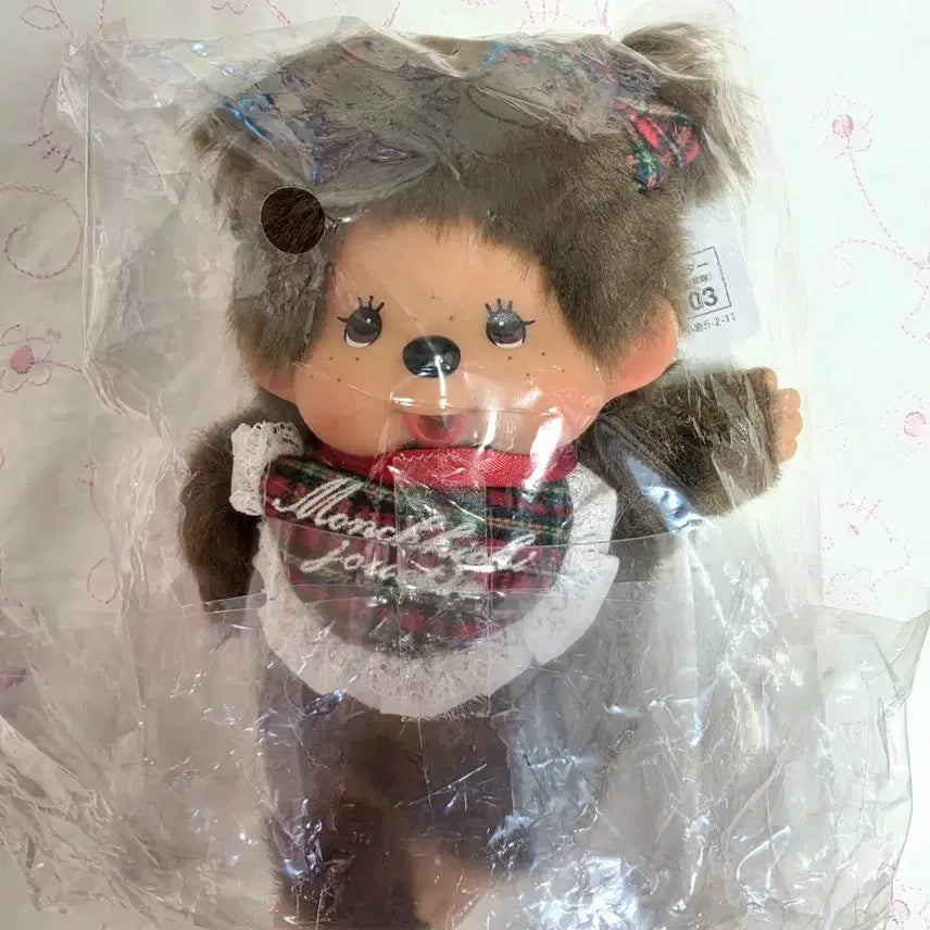 [BUNJANG] Monchhichi Jeutti Check S Size / 몬치치 쥬에티 체크 S사이즈