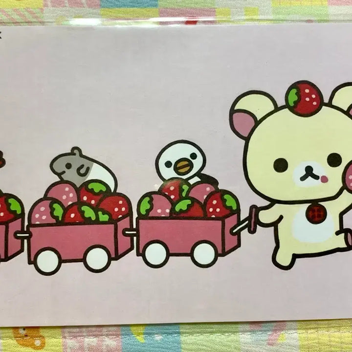 [BUNJANG] San-X Korilakkuma Strawberry Train Postcard / 산엑스 코리락쿠마 딸기 열차 엽서
