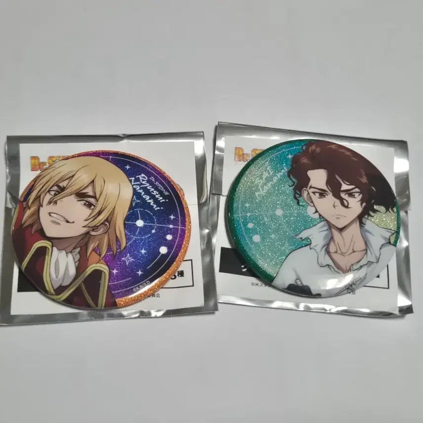 [BUNJANG] Dr. Stone Glitter Can Badge Set - Ryusui &amp; Sai / 닥터스톤 글리터 캔뱃지 류스이 사이 SAI 일괄