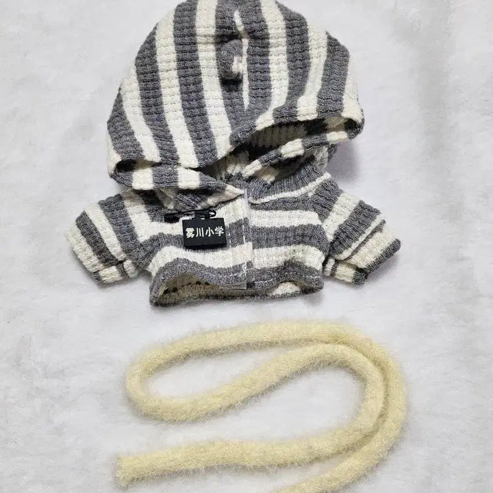 [BUNJANG] Striped Hooded Knit Set Black 10cm Doll Clothes / 10cm 솜인형옷 줄무늬 후드니트 세트 블랙