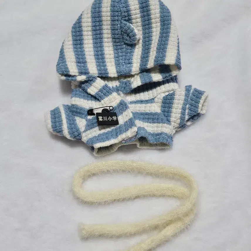 [BUNJANG] 10cm Doll Striped Hood Knit Set - Blue / 10cm 솜인형옷 줄무늬 후드니트 세트 블루