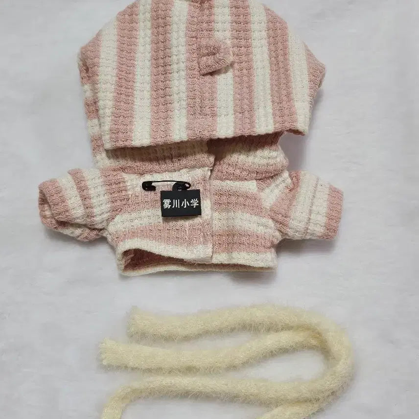 [BUNJANG] 10cm Doll Clothes Striped Hooded Knit Set Pink / 10cm 솜인형옷 줄무늬 후드니트 세트 핑크