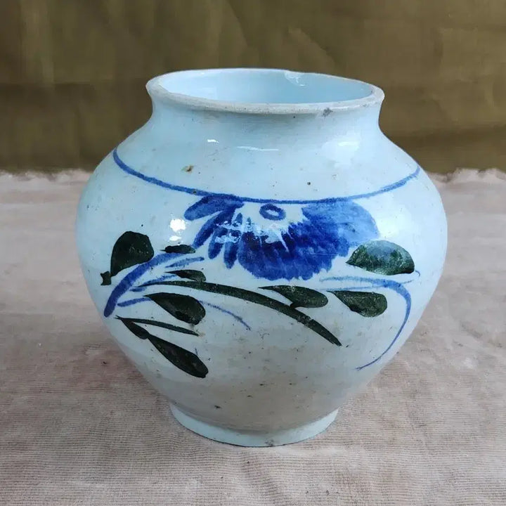 [BUNJANG] Hankook Ceramic Celadon Flower Vase / 한국도자기 녹유 청화 골동 단지