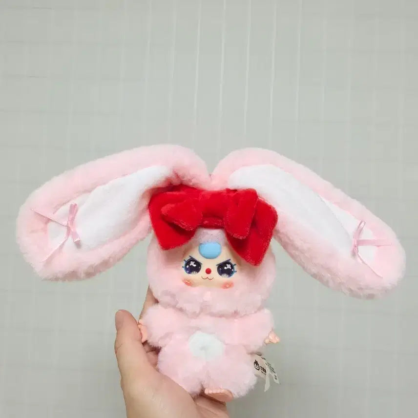 [BUNJANG] BabyThree Pink Ribbon Doll Keychain / 베이비쓰리 핑크 리본 인형 키링