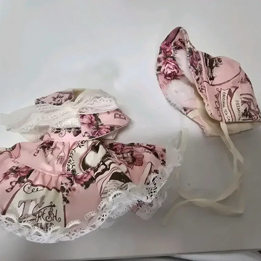 [BUNJANG] Obitsu 11 Pink Bonnet and Dress Set / 오비츠 11 보넷 분홍 드레스 의상 옷
