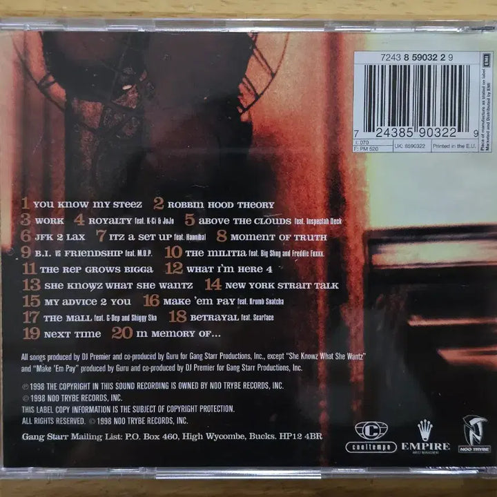 [BUNJANG] Gang Starr Moment Of Truth CD / CD 음반 Gang Starr 갱 스타 - Moment Of Truth
