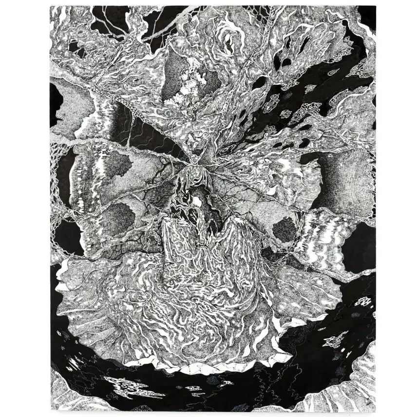 [BUNJANG] 얽히고 설키고 Carbon Ink Pen Drawing on Panel (No. 40) / 40호 펜화 드로잉