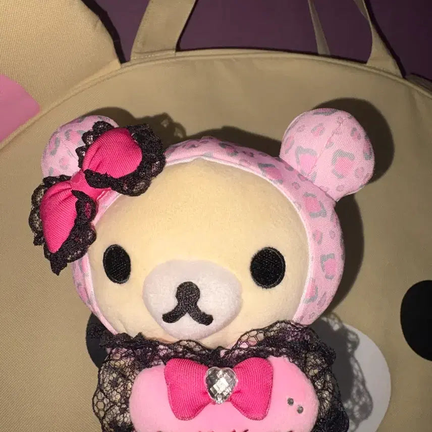 [BUNJANG] Spins Rilakkuma Plush with Pink Headband / 갸루 스핀스 코리락쿠마