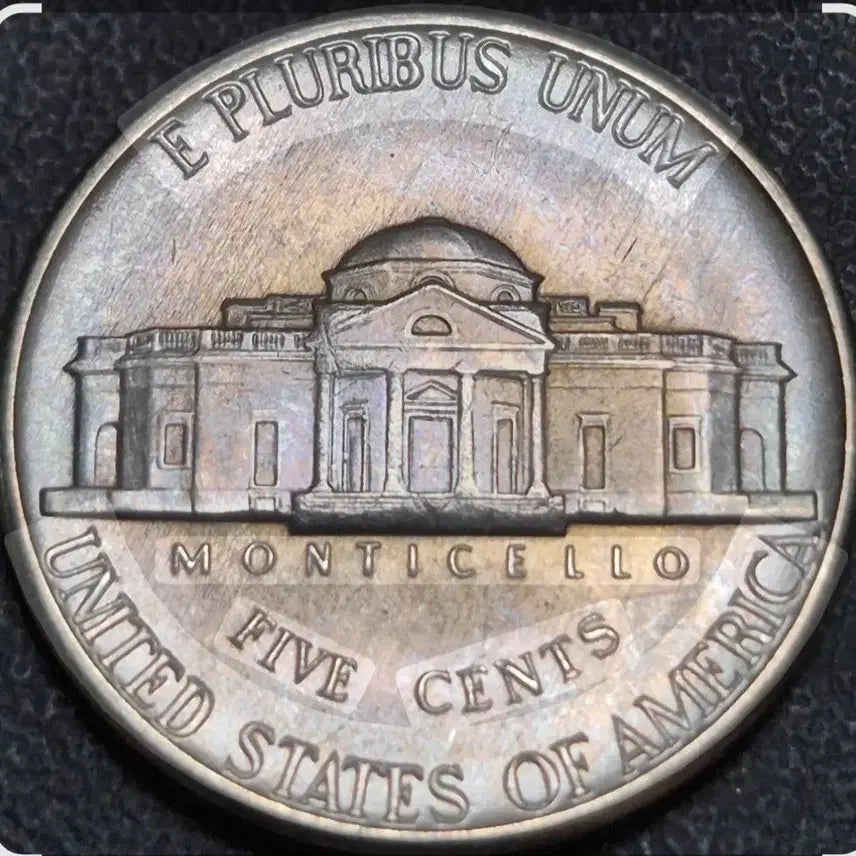 [BUNJANG] 1977 D Mint Jefferson Nickel Rainbow Toning Coin / 1977년D 마크. 제퍼슨 니켈  무지개 토닝   아름다운 보라빛  색톤 주화