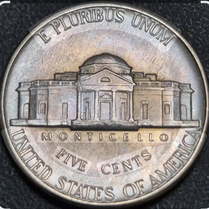 [BUNJANG] 1977 D Mint Jefferson Nickel Rainbow Toning Coin / 1977년D 마크. 제퍼슨 니켈  무지개 토닝   아름다운 보라빛  색톤 주화