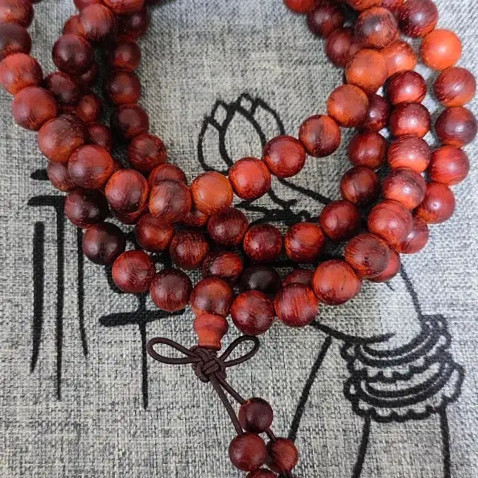 [BUNJANG] Nepal Black/Red Huari Prayer Beads (Mala) - 8mm / 네팔 흑/홍화리 염주108주  8mm (가벼워요)