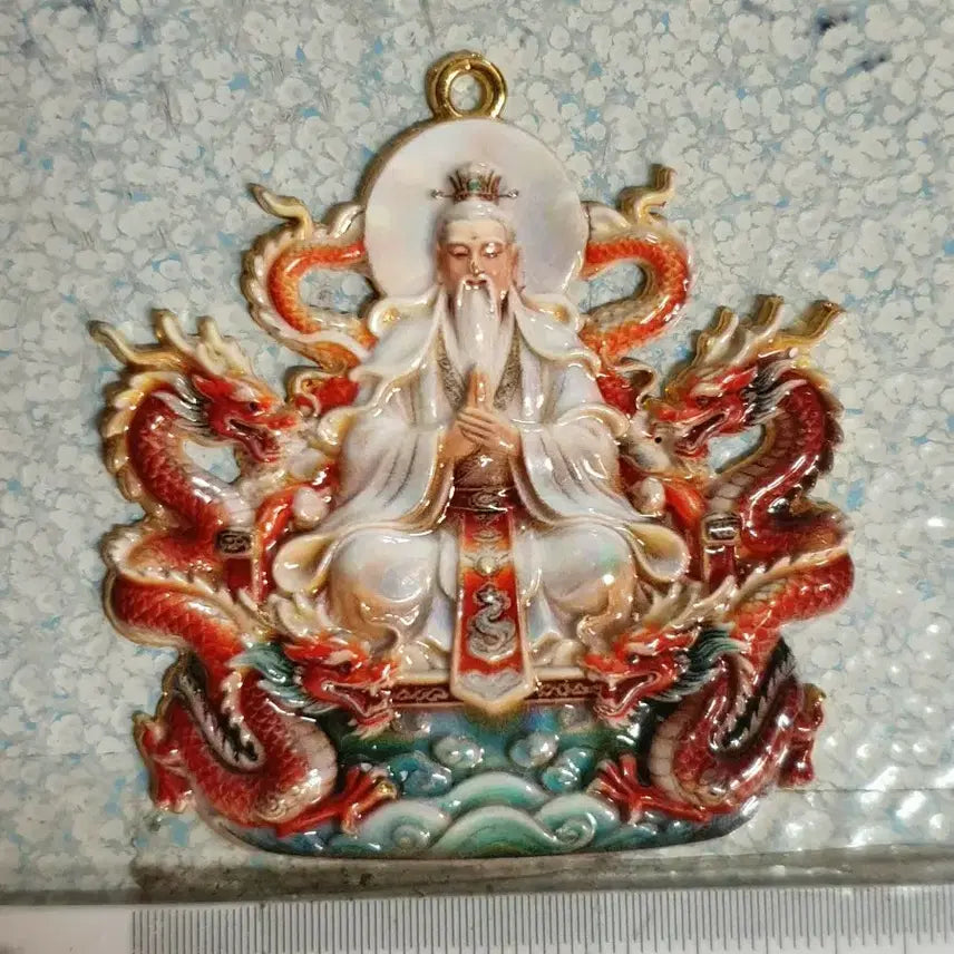 [BUNJANG] Ancient Chinese Coin Pendant Necklace with Double Dragon and Cloisonné Decoration / ㅊ10.염라대왕.신선.보살.부처님.쌍용.목걸이.펜던트.호신불.칠보장식.금화.은화.중국동전