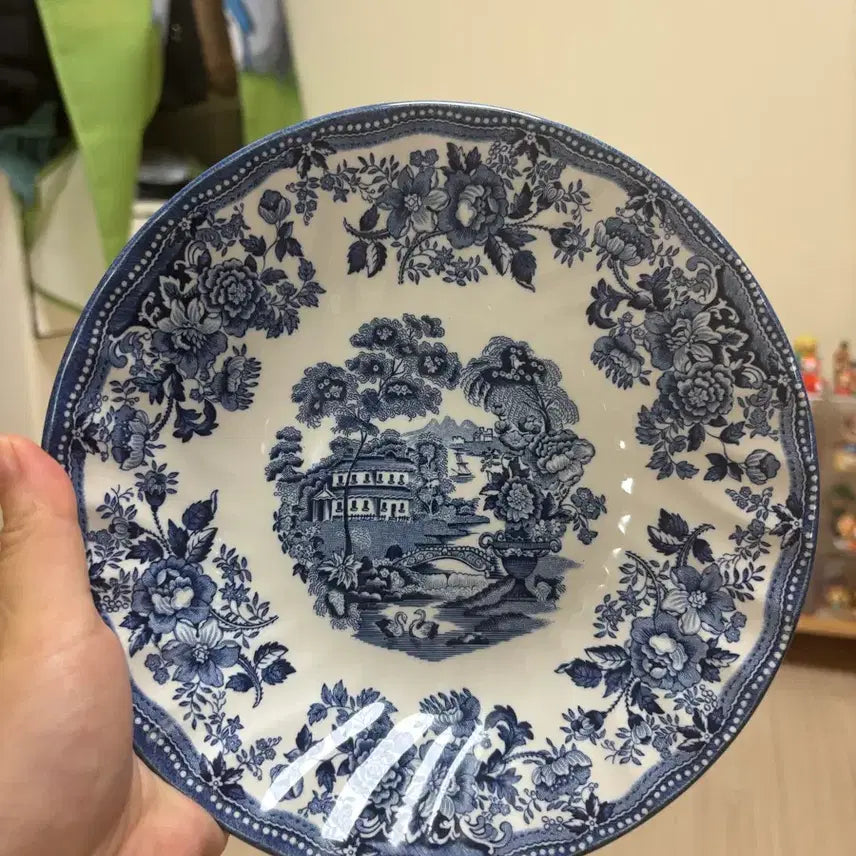 [BUNJANG] Churchill Blue Willow Pattern Vintage Plates Set of 3 / 처칠 윌로우 패턴 블루 빈티지 접시 3종세트