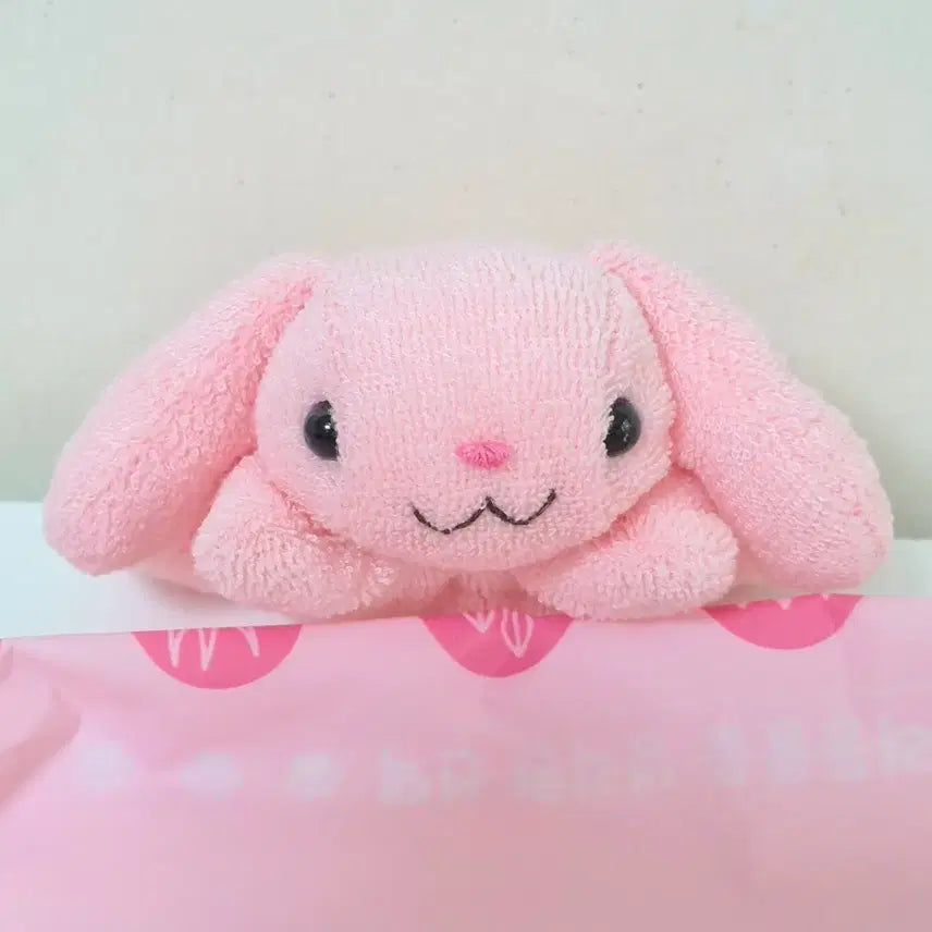 [BUNJANG] Vintage Towel Material Pink Rabbit Mascot Doll / 고전 빈티지 수건재질 엎드린 누운 핑크 분홍 토끼 마스코트 똥인형