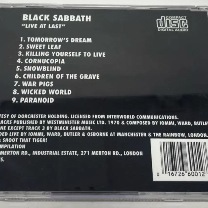 [BUNJANG] Black Sabbath Live At Last CD Ozzy Osbourne / 블랙 사바스 Live At Last 앨범 시디 CD 오지 오스본