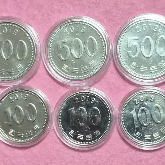[BUNJANG] 2019 Coin Bundle - 5x 500 KRW, 5x 100 KRW / 2019년 500원, 100원 각5개 총10개일괄