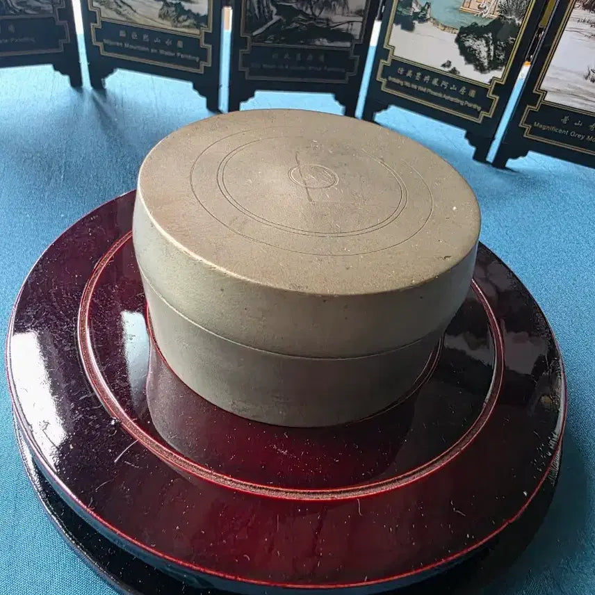 [BUNJANG] Vintage Brass Round Box with Concentric Circle Engraving / 빈티지 황동 유기합/동심원문 소형 동합-향합 7.6cm