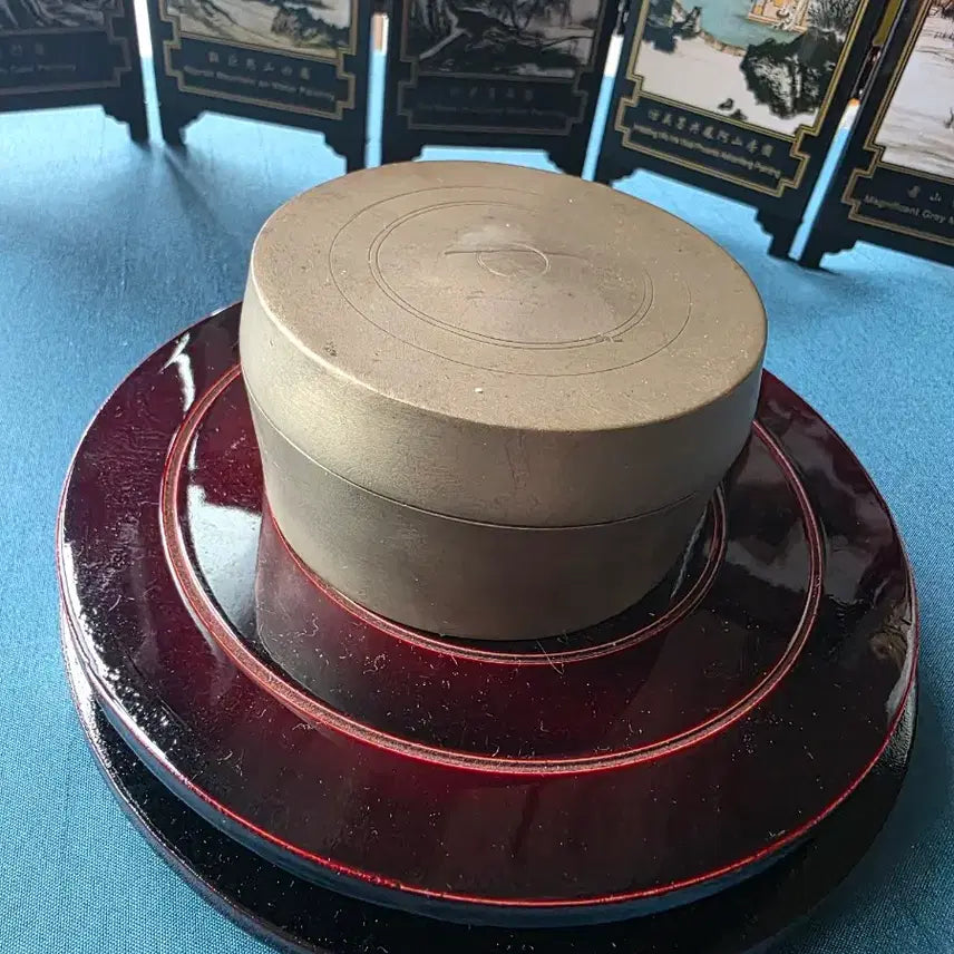 [BUNJANG] Vintage Brass Round Box with Concentric Circle Engraving / 빈티지 황동 유기합/동심원문 소형 동합-향합 7.6cm