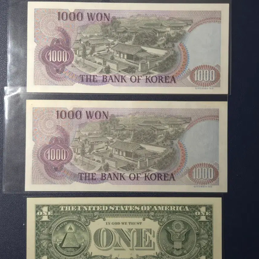 [BUNJANG] Rare US Dollar Banknote Collection (1x Uncirculated, 1x Used, 1x Uncirculated $1) / 1차천원 준미사용1장 사용제1장 1달러미사용 희귀지폐수집용