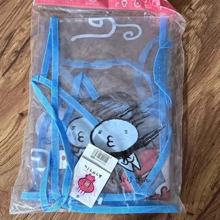 [BUNJANG] San-X Atsugari-san Transparent Apron (Blue) / 고전 San-X 산엑스 아츠가리상 투명앞치마 (파랑)