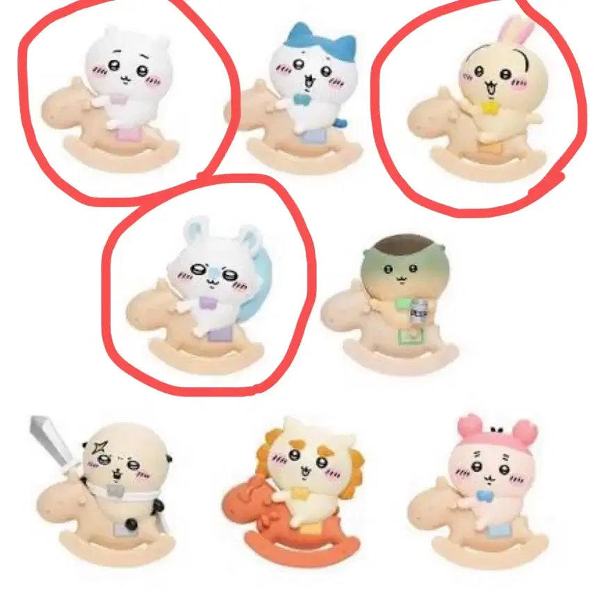 [BUNJANG] Chiikawa Bobblehead Figure Set (Usagi, Chiikawa, Momonga) - 3 Types / 치이카와 흔들흔들 목마 피규어 3종 일괄(우사기+치이카와+모몽가)