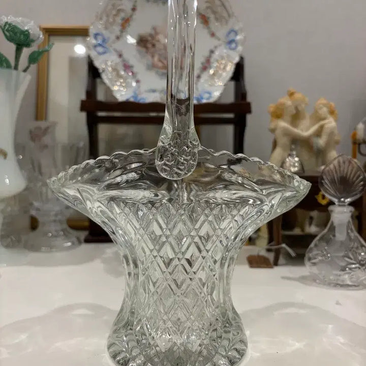 [BUNJANG] Vintage Glass Basket Vase / 글라스 빈티지 바스켓 화병