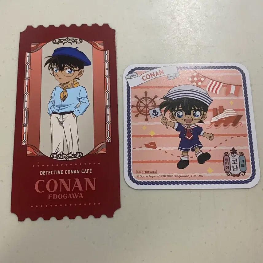 [BUNJANG] Detective Conan Cafe Special Ticket + Coaster Set / [2종 일괄] 명탐정코난 카페 특전 티켓 + 코스터 에도가와 코난