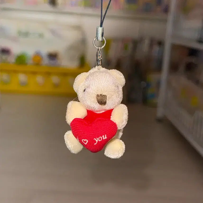 [BUNJANG] Heart Bear Plush Keychain / 하트 곰인형 키링 고전문구 빈티지