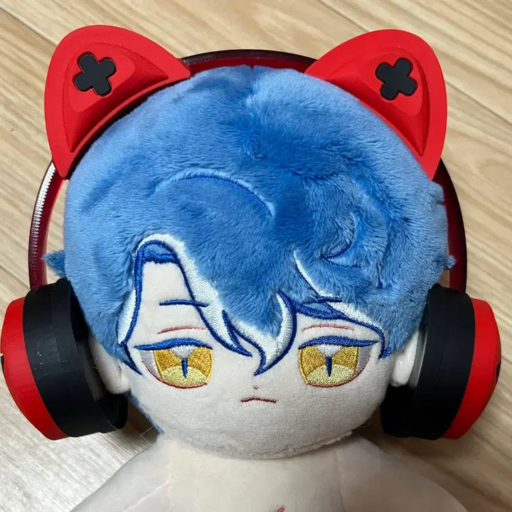 [BUNJANG] 20cm Doll Red Headset with Cat Ear Decoration / 20cm 솜인형 전용 빨간 헤드셋
