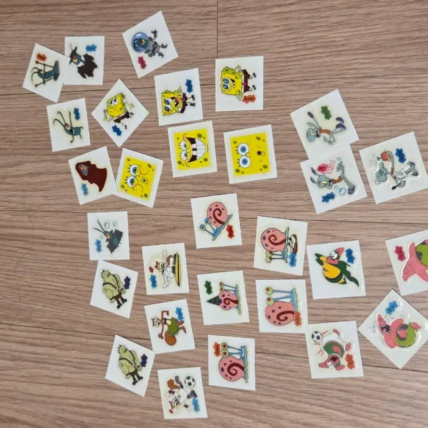 [BUNJANG] Vintage SpongeBob Glow-in-the-Dark Seal Sticker Bundle Set / 고전문구 고전스펀지밥 야광씰 일괄
