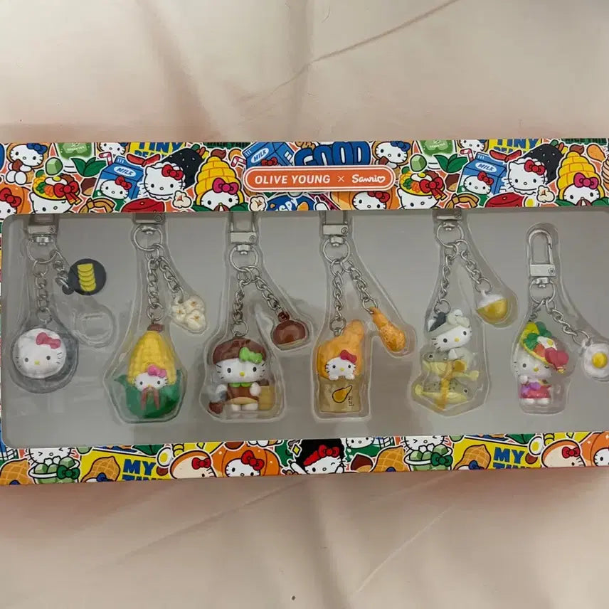 [BUNJANG] 10x10 Olive Young Hello Kitty Dining Set Keyring / 텐바이텐 올리브영 키티 키링 식사세트