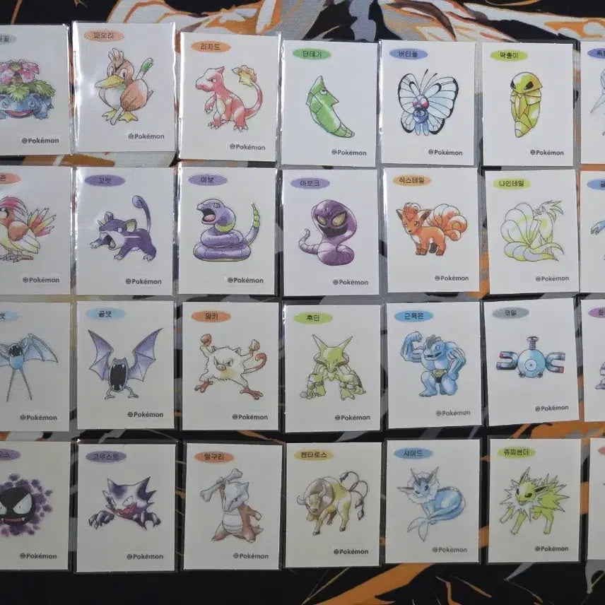 [BUNJANG] Pokemon Sticker Artwork Bundle - 28 Types, 43 Stickers / 포켓몬 띠부씰 아트워크 28종,43장 일괄판매
