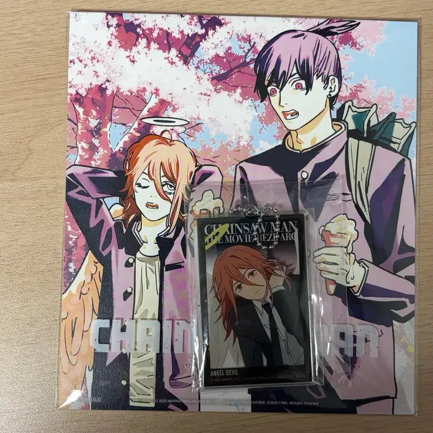 [BUNJANG] Chainsaw Man Angel Devil Base Yard Keychain + Original Art Shikishi Special Set / 체인소맨 천사의악마 베이스야드 키링+원화 색지 특전