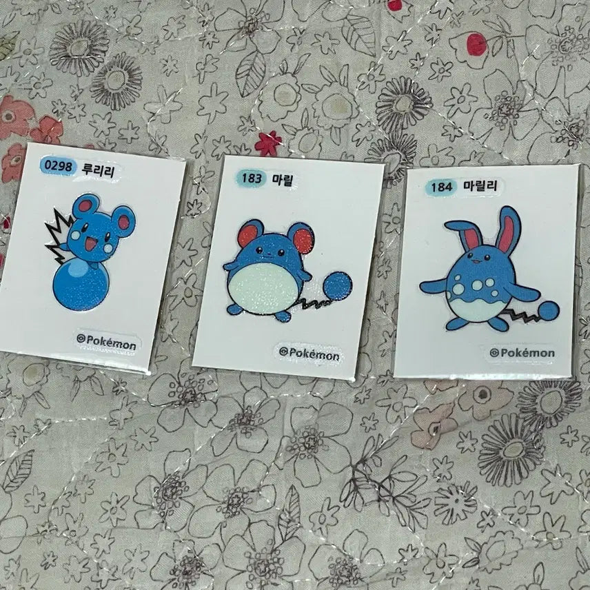 [BUNJANG] Pokemon Stickers Ruriri Maril Marilli Set / 포켓몬 띠부씰 루리리 마릴 마릴리 세트