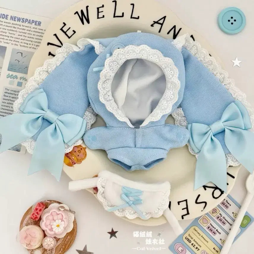 [BUNJANG] Teaparty Robear 10cm Doll Clothes - Sky Blue / 티파티 롭이어 10cm 인형옷 하늘